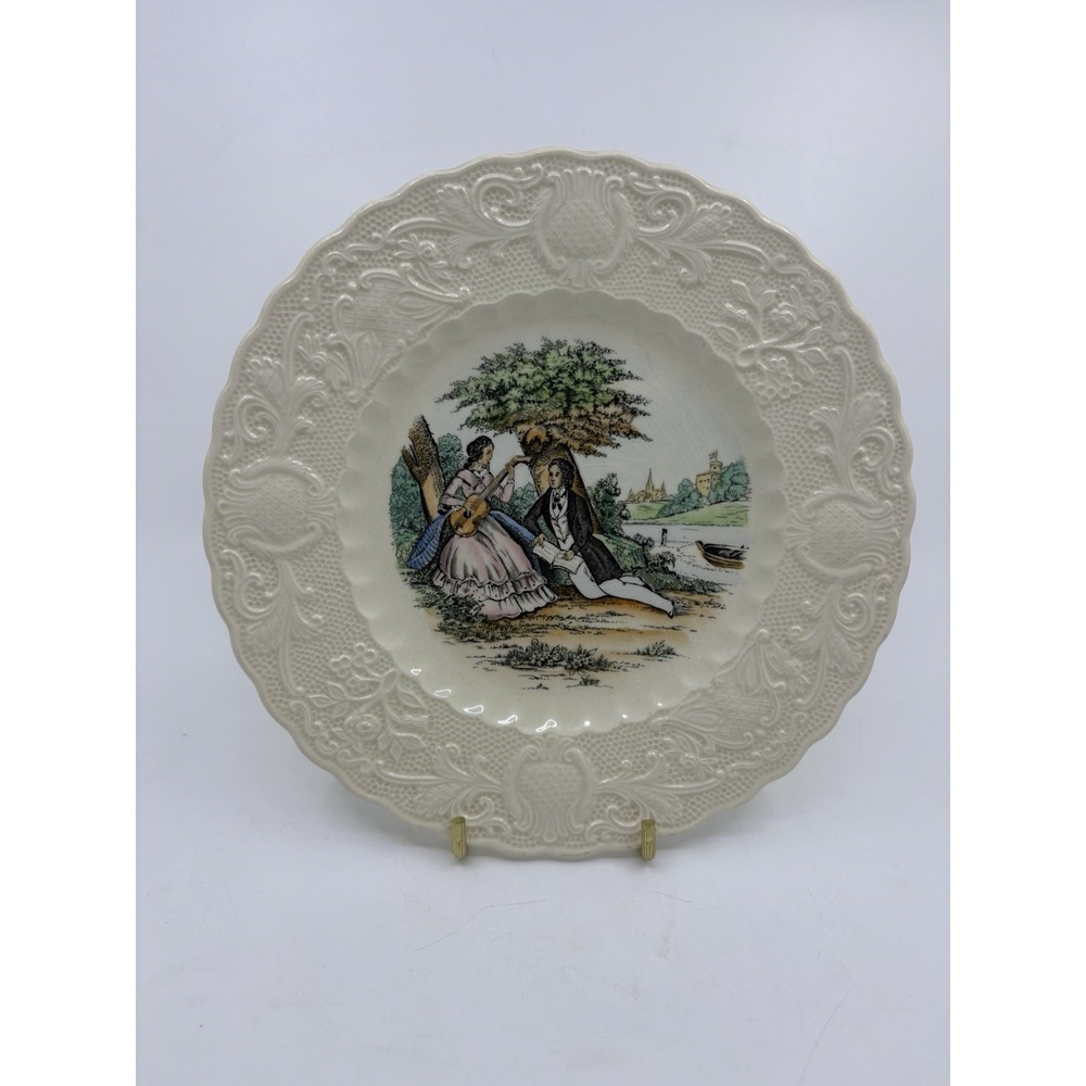 ADAMS English China COURTING COUPLE PLATE Will You Be Mine ENGLAND #7 Read*